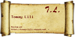 Tomay Lili névjegykártya